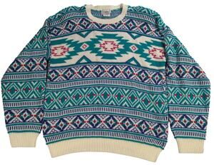 VTG Cricket Lane Sweater M USA Southwest Aztec Geometric Knit 80s 90s Retro